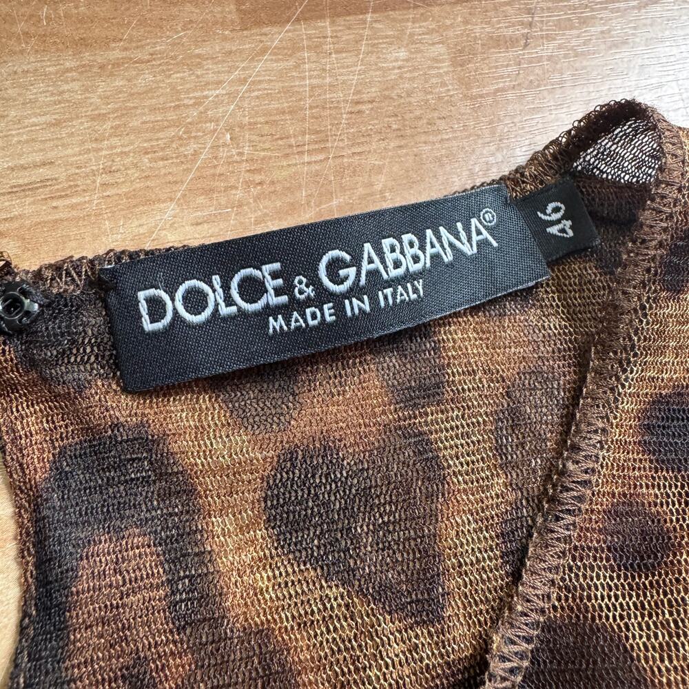 Vintage Dolce & Gabbana Leopard Print Mesh Top Dress IT 46 US 10 - Picture 8 of 11